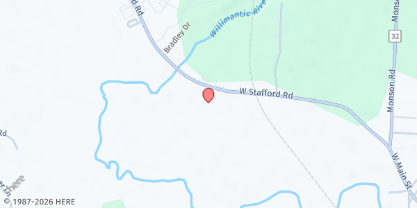 Map showing STAFFORD SPRINGS - SafeNet Ministries at 58 West Stafford Rd, Stafford Springs, CT