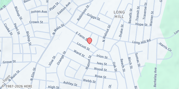 Map showing Church of God Food Pantry at 122 E Farm St, Waterbury, CT