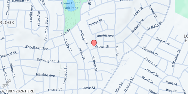 Map showing Waterbury Area Council Of Churches - Food Distribution Center at 84 Crown St, Waterbury, CT