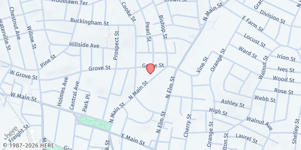 Map showing WATERBURY - New Opportunities Inc. at 383 North Main St, Waterbury, CT