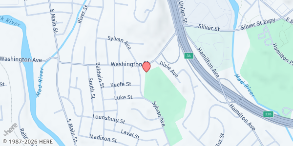 Map showing WATERBURY - Washington Park at 283 Sylvan Ave, Waterbury, CT