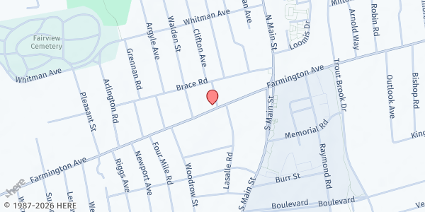 Map showing Lawson Valentine Foundation - Food Distribution Center at 1000 Farmington Ave, West Hartford, CT