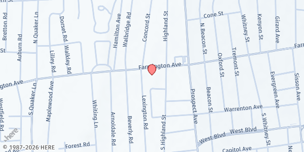 Map showing WEST HARTFORD - Congregation Beth Israel at 701 Farmington Ave, West Hartford, CT