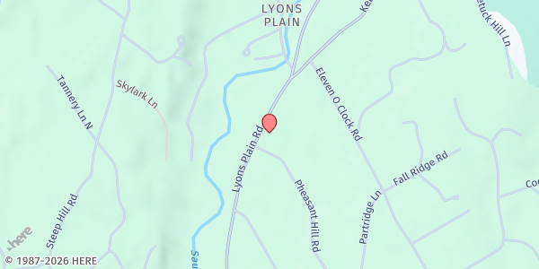 Map showing Weston Food Pantry at 285 Lyons Plain Rd, Weston, CT