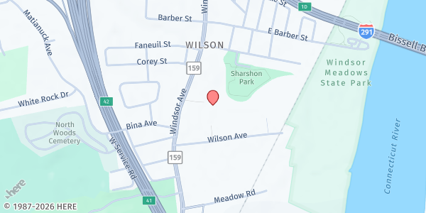 Map showing Windsor - Hopewell Baptist Church at 280 Windsor Ave, Windsor, CT