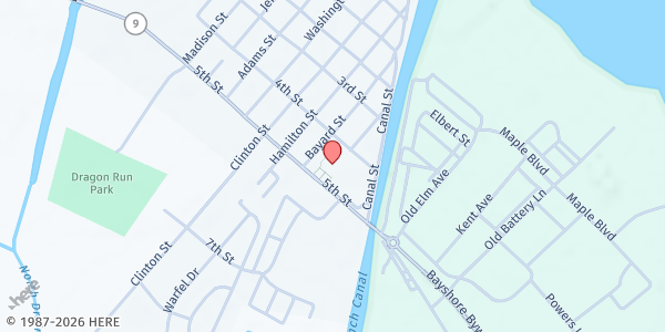 Map showing Delaware City Community Center - Senior Center at 250 5th St., Delaware City, DE