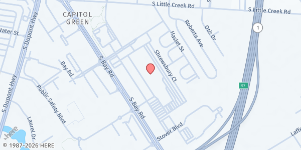 Map showing Blue Hen Mall/Corporate Center at 655 S. Bay Rd., Dover, DE