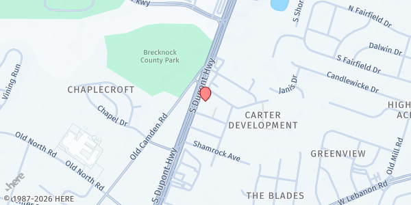 Map showing Catholic Charities - Kent County Food Pantry at 2099 S Dupont Hwy A, Dover, DE
