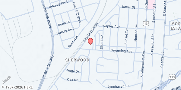 Map showing Dover First SDA Church at 647 Wyoming Ave., Dover, DE