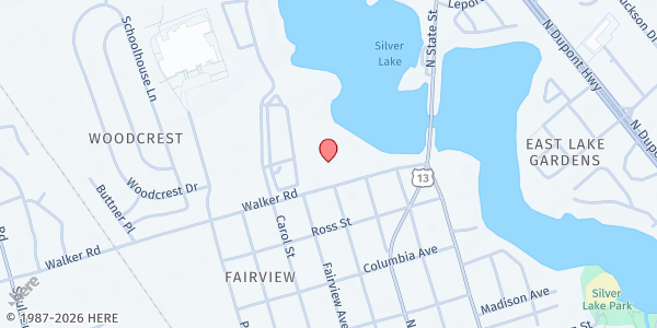 Map showing First Baptist Church of Dover at 301 Walker Rd., Dover, DE