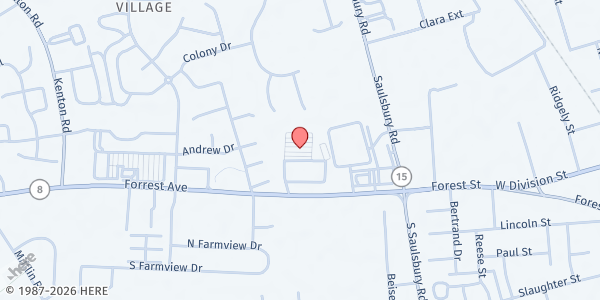 Map showing Modern Maturity Center at 1121 Forrest Ave., Dover, DE