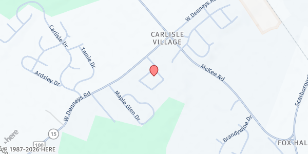 Map showing The Pentecostals of Dover Delaware Church - Food Pantry at 4462 W. Denneys Rd., Dover, DE