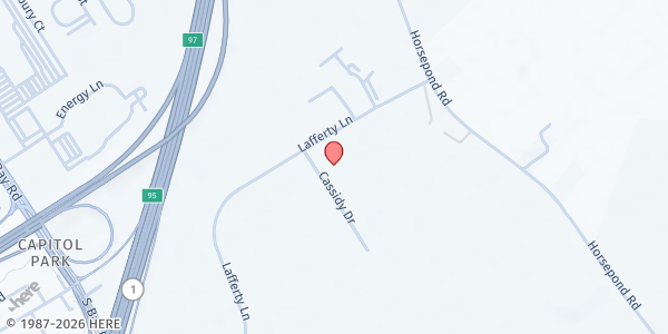 Map showing Tracy Palmer Ministries, Inc. Food Pantry at 301 Cassidy Dr., Dover, DE