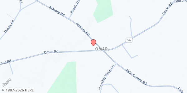 Map showing Community Lutheran Church ELCA at 30897 Omar Rd, Frankford, DE