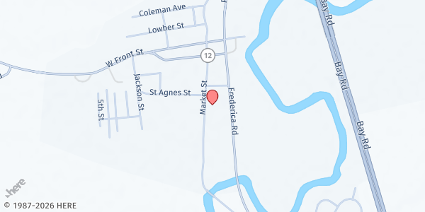 Map showing Frederica Senior Center at 216 Market St., Frederica, DE