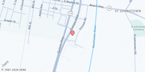 Map showing Agape Temple International Ministries at 40 Schultz Rd., Greenwood, DE