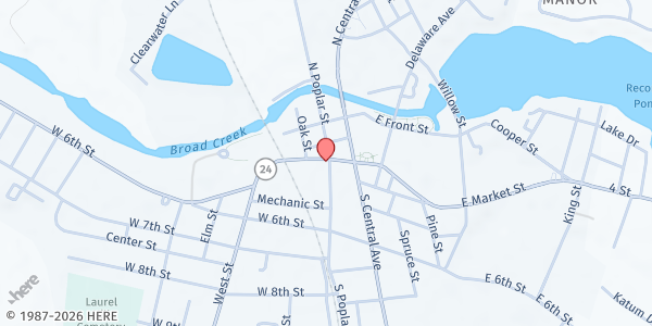 Map showing Good Samaritan Outreach Worker at 210 W Market St, Laurel, DE