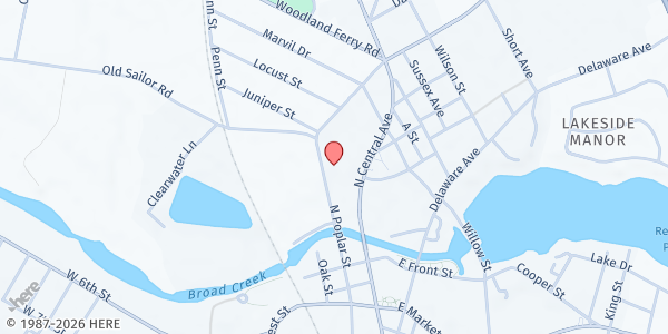 Map showing Laurel State Service Center at 31039 N Poplar St, Laurel, DE