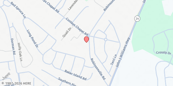 Map showing Conley's Chapel at 22150 Robinsonville Rd, Lewes, DE