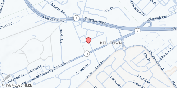 Map showing Unique Minds Changing Lives at 17584 Stingey Ln., Lewes, DE