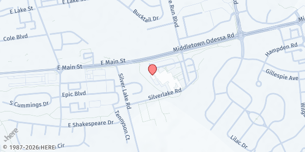 Map showing Appoquinimink State Service Center at 122 Silver Lake Rd., Middletown, DE