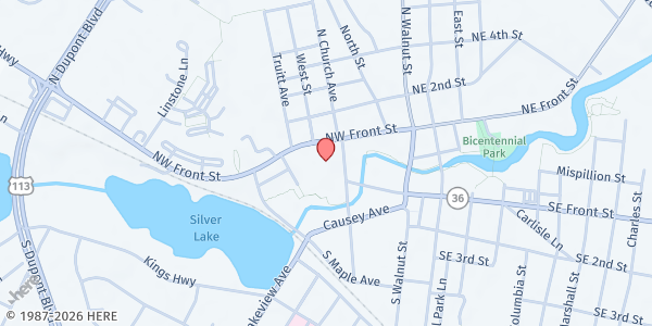 Map showing Milford Community Food Pantry at 20 Church St., Milford, DE