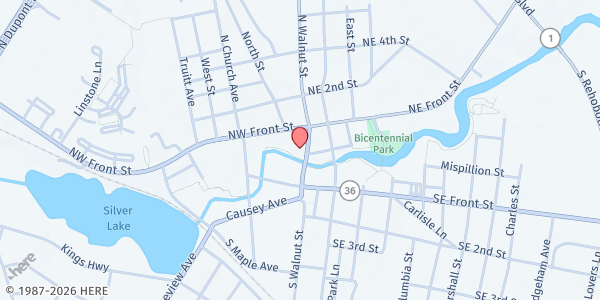 Map showing Milford Walnut Street Building Service Center at 18 N. Walnut St., Milford, DE