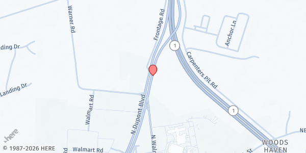 Map showing Prophetic Kingdom Ministries at 1107 N. Dupont Blvd., Milford, DE