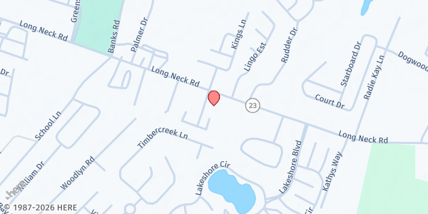 Map showing CHEER Activity Center - Long Neck at 26089 Long Neck Rd., Millsboro, DE