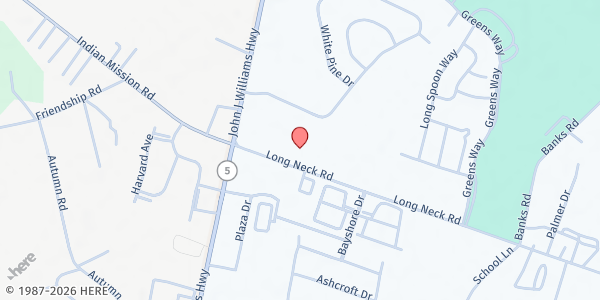 Map showing Long Neck Methodist Church at 32051 Long Neck Rd, Millsboro, DE