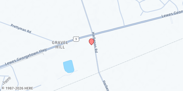 Map showing Harbeson United Methodist Church at 18647 Harbeson Rd, Milton, DE