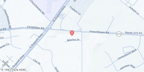 Map showing RCCG Abundant Life Center at 24 Blevins Dr., New Castle, DE