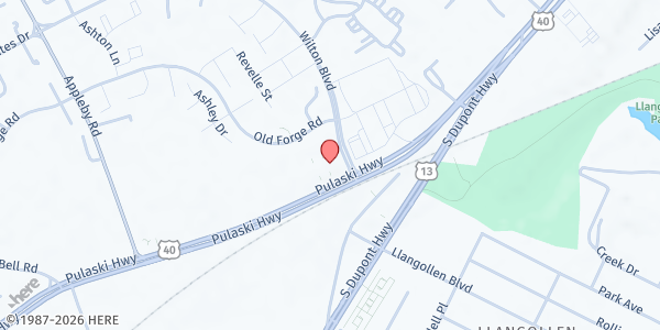 Map showing Victory Christian Fellowship at 100 Wilton Blvd, New Castle, DE