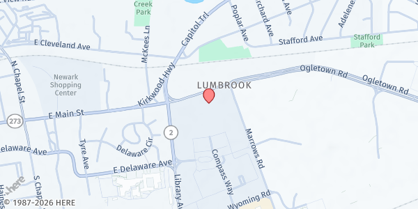 Map showing Floyd I. Hudson State Service Center at 501 Ogletown Rd., Newark, DE