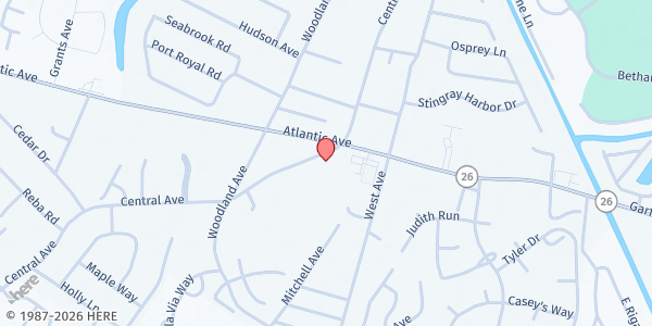 Map showing The Hope Center at Mariners Bethel UMC at 81 Central Ave., Ocean View, DE