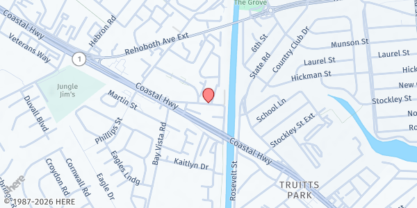 Map showing Cape Henlopen Food Basket at 37510 Oyster House Rd, Rehoboth Beach, DE