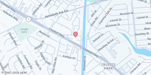 Map showing Cape Henlopen Food Basket at 37510 Oyster House Rd, Rehoboth Beach, DE