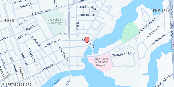 Map showing Love INC of Mid-Delmarva - Seaford at 703 E King St, Seaford, DE