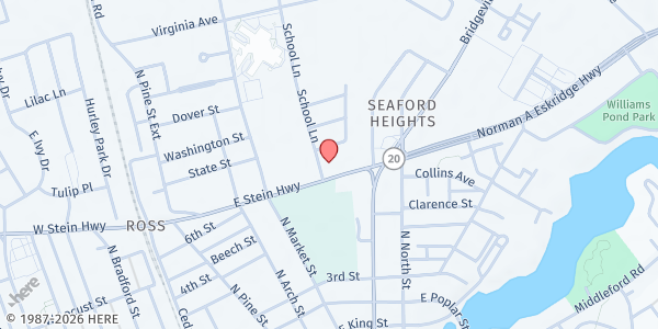 Map showing Our Lady of Lourdes Catholic Church - St. Vincent de Paul at 528 E. Stein Hwy., Seaford, DE