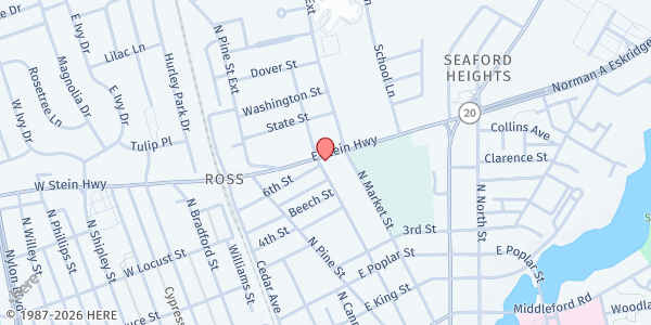 Map showing Stein Highway Church of God at 425 E. Stein Hwy., Seaford, DE