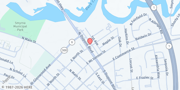 Map showing Faith Works Inc - Smyrna at 202 N Dupont Blvd, Smyrna, DE