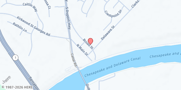 Map showing St. Georges UMC at 109 Broad St., St Georges, DE