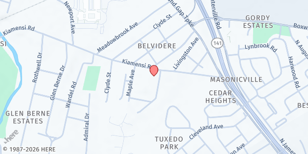 Map showing Belvedere State Service Center Agency - Food Closet at 310 Kiamensi Rd, Wilmington, DE