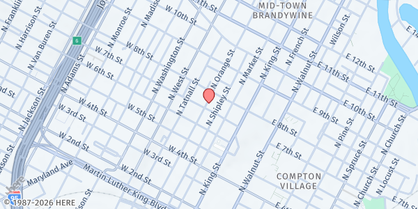 Map showing Friendship House - Wilmington Empowerment Center at 720 Orange St., Wilmington, DE