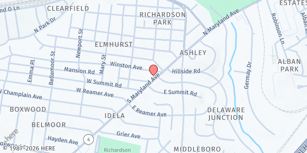 Map showing Richardson Park UMC at 11 N. Maryland Ave., Wilmington, DE