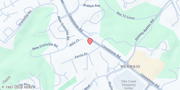 Map showing St. Philip's Lutheran Church at 5320 Limestone Rd., Wilmington, DE