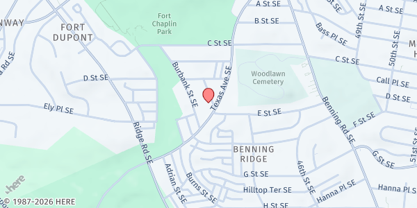 Map showing Greater Deliverance Christian Center at 441 Chaplin Street Southeast, Benning Ridge, DC