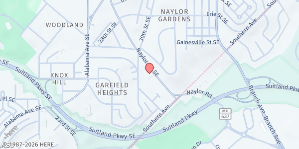 Map showing LAX wine spirits - Naylor Road at 3035 Naylor Road Southeast, Buena Vista, DC