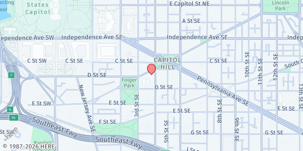 Map showing Washington City Church of the Brethren at 337 North Carolina Avenue Southeast, Capitol Hill, DC