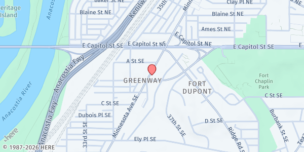 Map showing Milestone Senior Residences at 3605 Minnesota Avenue Southeast, Fort Dupont, DC